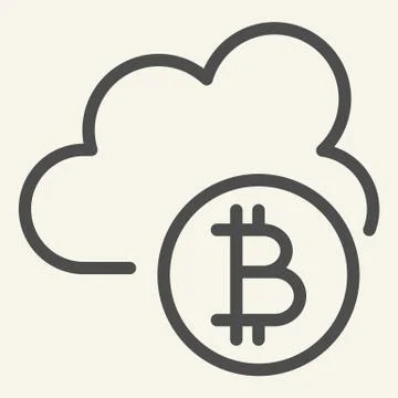 Cryptocurrency cloud line icon. Bitcoin and cloud vector illustration isolated 스톡 일러스트