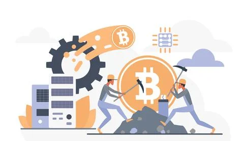 Cryptocurrency Cloud Mining Bitcoin Concept Vector 스톡 일러스트