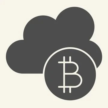 Cryptocurrency cloud solid icon. Bitcoin and cloud vector illustration isolated 스톡 일러스트