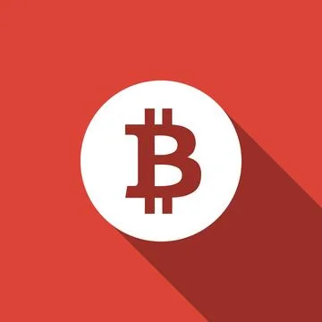Cryptocurrency coin Bitcoin icon isolated with long shadow. Bitcoin for internet イラスト素材