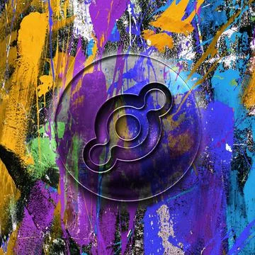 Cryptocurrency coin on colorful background, color art Stock Illustration