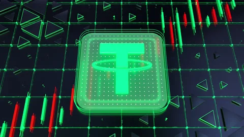 Cryptocurrency coin concept. Tether USDT. currency exchange rate Stock Footage 301599906