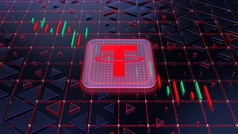 Cryptocurrency coin concept. Tether USDT. 3d illustration of crypto currency Stock Illustration