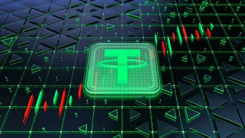 Cryptocurrency coin concept. Tether USDT. 3d illustration of crypto currency Stock Illustration