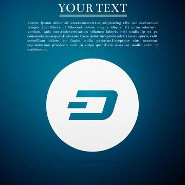 Cryptocurrency coin Dash icon isolated on blue background. Physical bit coin Stock Illustration