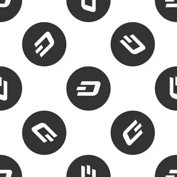 Cryptocurrency coin Dash icon seamless pattern on white background. Physical bit Stock Illustration