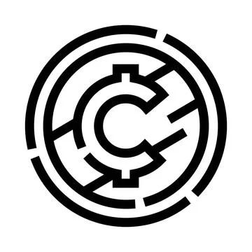 Cryptocurrency coin maze finding digital finance solution Stock Illustration