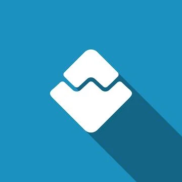 Cryptocurrency coin Waves icon isolated with long shadow. Physical bit coin イラスト素材