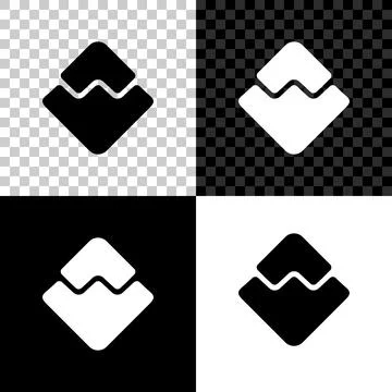 Cryptocurrency coin Waves icon isolated on black, white and transparent 스톡 일러스트