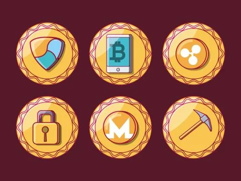 Cryptocurrency coins design イラスト素材