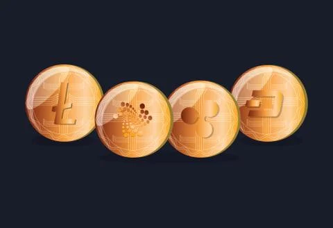 Cryptocurrency coins design イラスト素材