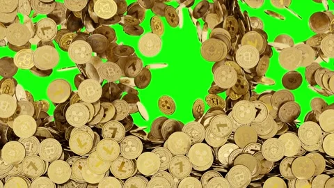 Cryptocurrency coins falling down green screen animation. Vídeo Stock 278650768