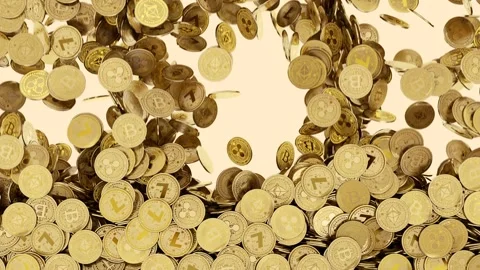 Cryptocurrency coins falling down. Ripple, lite, bitcoin, etherum gold crypto. 動画素材 267843018