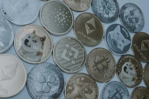 Cryptocurrency coins Stock Photos