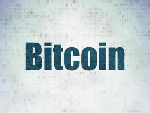 Cryptocurrency concept: Bitcoin on Digital Data Paper background Stock Illustration