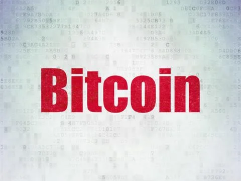 Cryptocurrency concept: Bitcoin on Digital Data Paper background 스톡 일러스트
