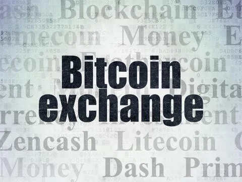 Cryptocurrency concept: Bitcoin Exchange on Digital Data Paper background Stock Illustration