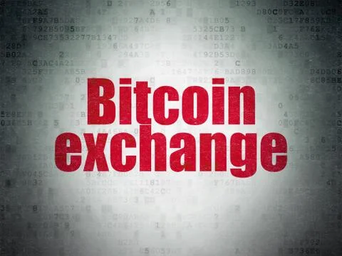 Cryptocurrency concept: Bitcoin Exchange on Digital Data Paper background 스톡 일러스트