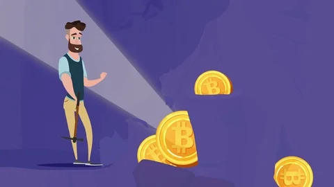 Cryptocurrency Concept - Bitcoin Mining. Cloud cryptocurrency mining. Stock Footage 86782751