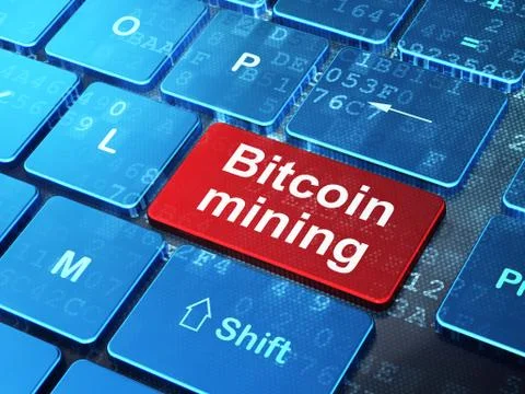 Cryptocurrency concept: Bitcoin Mining on computer keyboard background イラスト素材