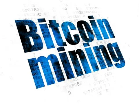 Cryptocurrency concept: Bitcoin Mining on Digital background 스톡 일러스트
