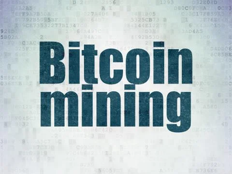 Cryptocurrency concept: Bitcoin Mining on Digital Data Paper background Stockillustratie
