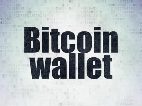 Cryptocurrency concept: Bitcoin Wallet on Digital Data Paper background Stock Illustration