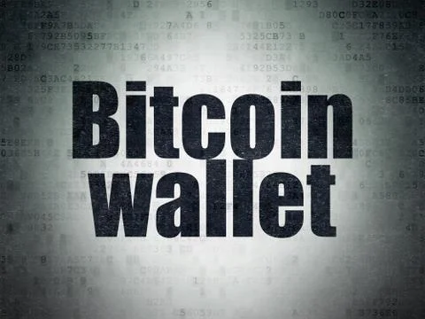 Cryptocurrency concept: Bitcoin Wallet on Digital Data Paper background Stock Illustration