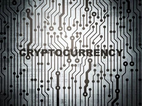 Cryptocurrency concept: circuit board with Cryptocurrency 스톡 일러스트