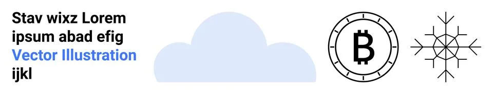 Cryptocurrency Concept with Cloud Storage and Blockchain Elements in Linear.. Stock Illustration