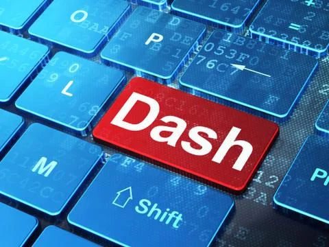 Cryptocurrency concept: Dash on computer keyboard background Stock Illustration