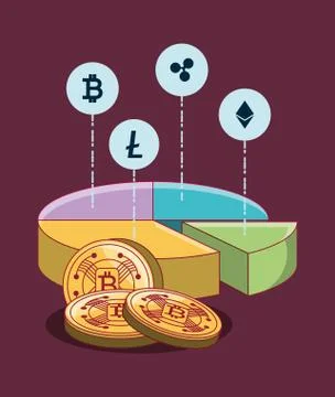 Cryptocurrency concept design 库存插图