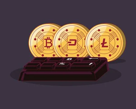 Cryptocurrency concept design 库存插图