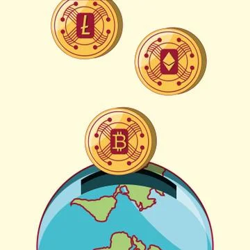 Cryptocurrency concept design 库存插图