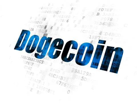 Cryptocurrency concept: Dogecoin on Digital background 库存插图