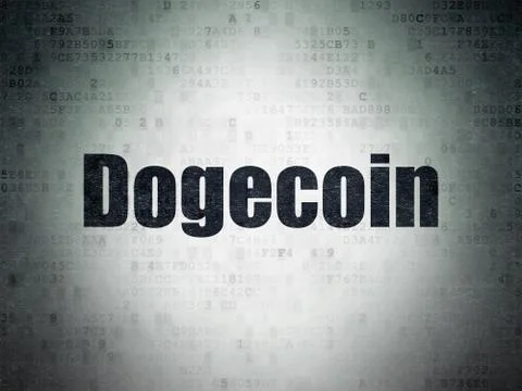 Cryptocurrency concept: Dogecoin on Digital Data Paper background Stock Illustration