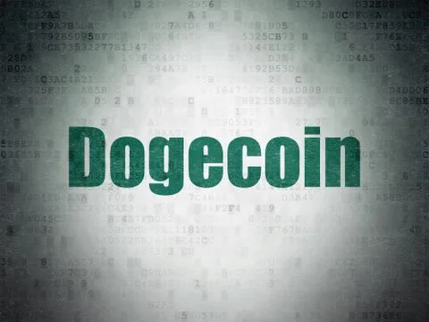 Cryptocurrency concept: Dogecoin on Digital Data Paper background Stock Illustration