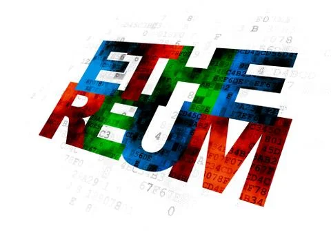 Cryptocurrency concept: Ethereum on Digital background 库存插图