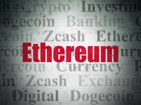 Cryptocurrency concept: Ethereum on Digital Data Paper background Stock Illustration