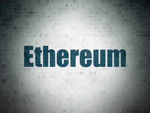 Cryptocurrency concept: Ethereum on Digital Data Paper background Stockillustratie
