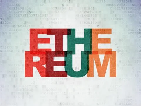 Cryptocurrency concept: Ethereum on Digital Data Paper background Stockillustratie