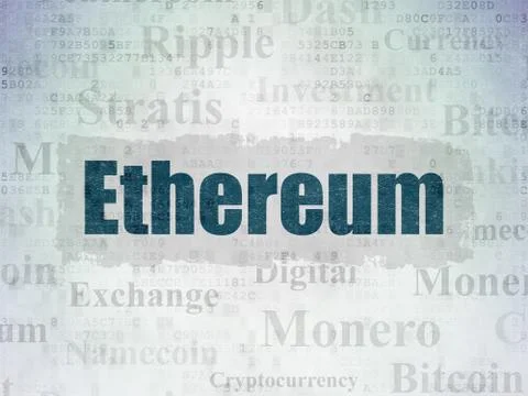 Cryptocurrency concept: Ethereum on Digital Data Paper background 库存插图