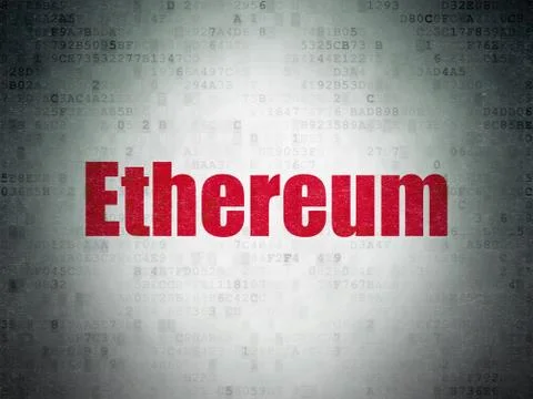 Cryptocurrency concept: Ethereum on Digital Data Paper background Stock Illustration
