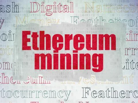 Cryptocurrency concept: Ethereum Mining on Digital Data Paper background Stockillustratie