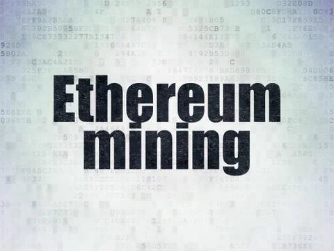 Cryptocurrency concept: Ethereum Mining on Digital Data Paper background Stockillustratie