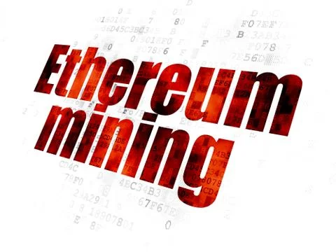 Cryptocurrency concept: Ethereum Mining on Digital background Stockillustratie