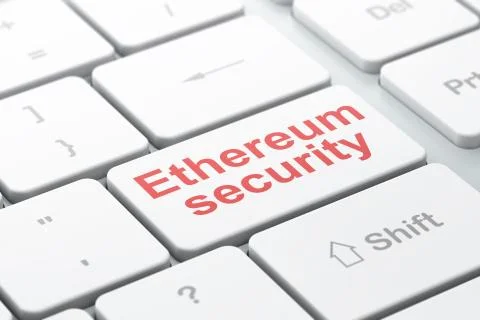 Cryptocurrency concept: Ethereum Security on computer keyboard background Ilustración de archivo