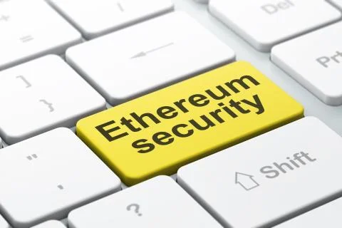 Cryptocurrency concept: Ethereum Security on computer keyboard background Ilustración de archivo