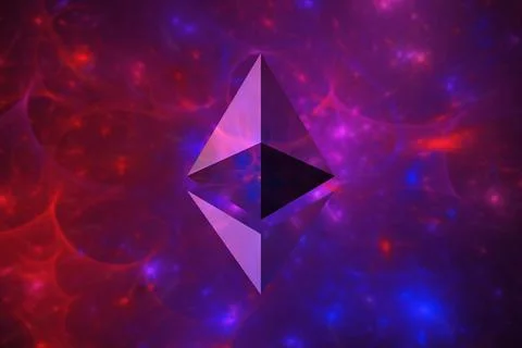 A  cryptocurrency concept. Of the Ethereum symbol. With a quantum design Stock Illustration
