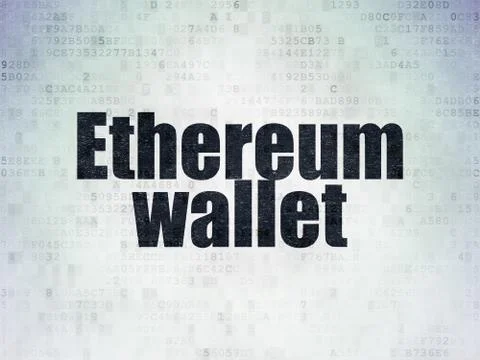 Cryptocurrency concept: Ethereum Wallet on Digital Data Paper background Stockillustratie